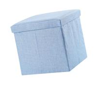 CHILDWEET Tabouret de Rangement Pliable Multifonction Tissu Bleu Siège Robuste pour Maison Pouf Coffre Compact pour Jouets et Accessoires