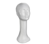 CHILDWEET Tête de Mannequin Féminin Support de Séchage et Coiffage en Mousse Blanche pour Perruques et Lunettes pour Salon et Voyage