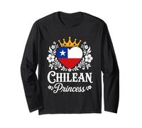 Chilean Princess Chile Flag Proud Chilean Girl Manche Longue