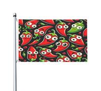 Chili Cheer Poivrons Rouges Végan Drapeau Décoratif Drapeaux Résistant Aux Intempéries Drapeau De Jardin Pour Bar Maison Mur 90X150Cm