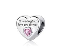 Chili Jewelry Breloque en forme de cœur en cristal rose pour maman, fille, tante, papa, grand-mère, amis - Compatible avec les bracelets Pandora, Métal, Cuivre