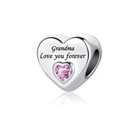 Chili Jewelry Breloque en forme de cœur en cristal rose pour maman, fille, tante, papa, grand-mère, amis - Compatible avec les bracelets Pandora, Métal, Cuivre