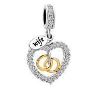 Chili Jewelry Breloque en forme de cœur « I Love You » pour maman, épouse, petite amie, compatible avec les bracelets à breloques Pandora, Métal, Sans pierre précieuse