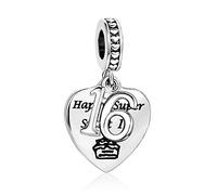 Chili Jewelry Breloque « Happy Birthday » pour 12 ans, 16 ans, 18 ans, 21 ans - Compatible avec les bracelets à breloques Pandora, Métal, Cuivre