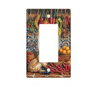 Chili Kitchen Plaque d'interrupteur à bascule simple en plastique rouge rustique traditionnel pour la maison, le salon, la chambre à coucher, la salle de bain