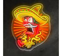 Chili Pepper UV Print LED Neon Sign Acrylic Light Up Art Wall Decor pour Homme Grotte Garage Bar Magasins Chambre à coucher Décorations de chambre Fête Maison Vacances Alimenté USB