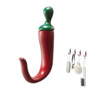 Chili Pepper Wall Hooks, Rust Proof Hanger, Key and Hat Holder with Sturdy Build, Wall Mount Accessory, Home Organizer with Fun Design, Hook Tool for Kitchen & Closet