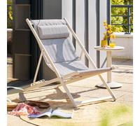 Chilienne de jardin pliable LUNIVIA Argile 5 positions - Aluminium traité époxy, Texaline Hespéride
