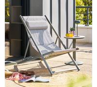 Hespéride Chilienne de jardin LUNIVIA pliable 5 positions Vert laurier Aluminium époxy Texaline