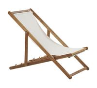 Chilienne en bois clair et tissu beige ANZIO