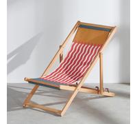 Chilienne en bois d'eucalyptus et toile en polyester recyclé multicolore 57.5x66x97cm Multicolore