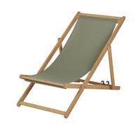 Chilienne en bois d'eucalyptus et toile en polyester recyclé vert kaki 57.5x66x97cm Vert