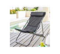 Hespéride - Chilienne de Jardin Pliante Jubba Anthracite et Graphite - 5 Places - Aluminium Anti-Rouille Résine Tressée - Mobilier d'Extérieur Terrasse