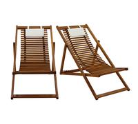 Miliboo Chiliennes en Bois Massif avec Coussin en Tissu Blanc (lot 2) MOONA