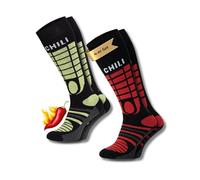 ChiliLifestyle Lot de 4 paires de chaussettes de ski pour elle et lui, chaussettes d'hiver, pour le ski et le snowboard, taille 43-46, Yeon/Red, 43-46