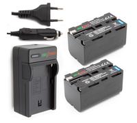 ChiliPower 2 x NP-F750 batteries pour Sony - avec chargeur et chargeur voiture