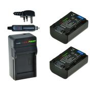ChiliPower 2 x NP-FV50 batteries pour Sony - kit chargeur + chargeur voiture - version UK