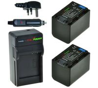 ChiliPower 2 x NP-FV70 batteries pour Sony - kit chargeur + chargeur voiture - version UK