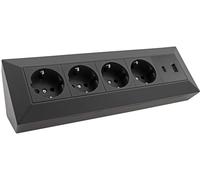 Bloc de prise 4 voies, USB-A+C, noir