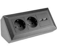 Bloc de prise 2 fois + 2x USB, avec bracite