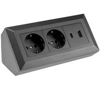 Bloc de prise 2 fois, USB-A+C, anthraz