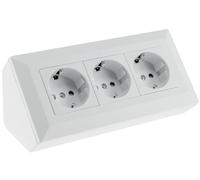 ChiliTec Bloc multiprise d'angle 3 prises 230 V pour cuisine, bureau, atelier, blanc mat