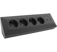 ChiliTec Bloc multiprise d'angle 4 prises avec prises de protection 2X USB-A 3,1A Noir