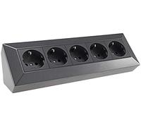 ChiliTec Bloc multiprise d'angle 5 prises pour cuisine, bureau, atelier, construction, montage encastré, anthracite