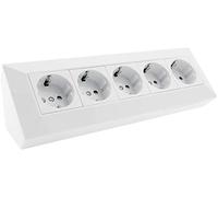 ChiliTec Bloc Prise d'angle 5 prises avec contact de protection Prise Surface Encastrée Blanc