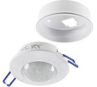 ChiliTec Détecteur de mouvement à LED encastrable à 360° pour intérieur et plafond, 230 V, portée de 8 m, avec cadre de montage, blanc
