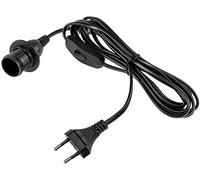 ChiliTec Douille de lampe E14 avec interrupteur avec câble de 3,4 m - Interrupteur à cordon - Anneau de montage pour abat-jour en papier - Lampes en forme d'étoile - Noir