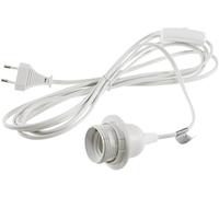 ChiliTec Douille E27, câble 3,4 m, interrupteur à cordon, pour lampadaires et suspensions, blanc