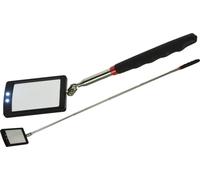 ChiliTec miroir télescopique avec éclairage LED longueur totale 28-88cm, miroir 65x40mm