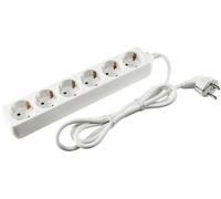 ChiliTec Multiprise 6 prises avec câble de 1,5 m, prise coudée à 45°, protection de contact accrue, blanche
