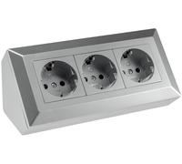 ChiliTec Multiprise d'angle 3 prises Gris argenté | Structure et sous-structure, multiprise, pour cuisine, bureau, atelier, bloc multiprise