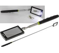 ChiliTec Outil de miroir télescopique avec éclairage LED - Miroir à main extensible de 28 à 88 cm - Avec poignée souple et orientable