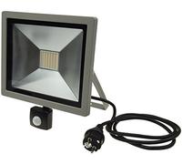ChiliTec Projecteur extérieur avec détecteur de mouvement 50 W | IP44 résistant aux intempéries, 5220 lumens, 4000 K, support mural réglable, câble de 1,5 m, prêt à être branché, gris
