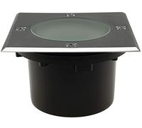ChiliTec Spot encastrable au sol carré 70 mm plat 12 x 12 cm IP65 accessible et résistant au piétinement 2 ports Lampe d'extérieur
