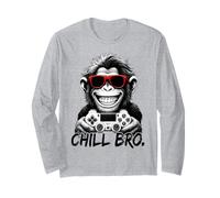 Chill Bro - Cool Monkey with Sunglasses Gaming Funny Gamer Manche Longue