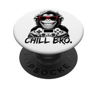 Chill Bro - Cool Monkey with Sunglasses Gaming Funny Gamer PopSockets PopGrip Adhésif