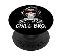 Chill Bro - Cool Monkey with Sunglasses Gaming Funny Gamer PopSockets PopGrip Adhésif