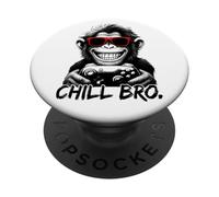Chill Bro - N Cool Monkey with Sunglasses Gaming Funny Gamer PopSockets PopGrip Adhésif