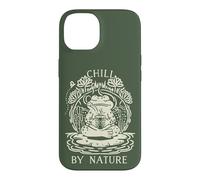 Chill by Nature Cottagecore Frog Meditation Vintage Badge Coque pour iPhone 14