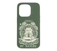 Chill by Nature Cottagecore Frog Meditation Vintage Badge Coque pour iPhone 15 Pro