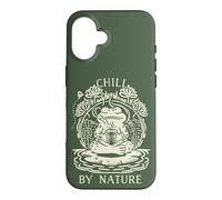 Chill by Nature Cottagecore Frog Meditation Vintage Badge Coque pour iPhone 16