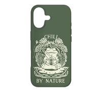Chill by Nature Cottagecore Frog Meditation Vintage Badge Coque pour iPhone 17