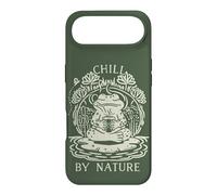 Chill by Nature Cottagecore Frog Meditation Vintage Badge Coque pour iPhone Air
