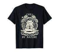Chill by Nature Cottagecore Frog Meditation Vintage Badge T-Shirt