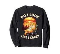 Chill Cat Do I Look Like I Care Design Amusant pour Les Amoureux des Chats Sweatshirt