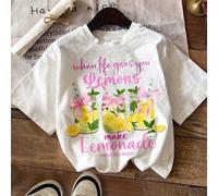 Chill Chill, t-shirt à motif de thé aux fruits et nœud papillon citron, "Quand la vie vous donne des citrons, faites de la limonade", t-shirt tricoté ample et décontracté pour les adolescentes, été 14